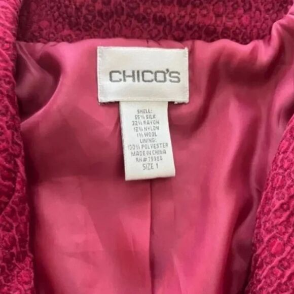 Chico's Dark Red Peplum Style Jacket - Textured Fabric, Size 1 (Small) - EUC - Picture 11 of 14